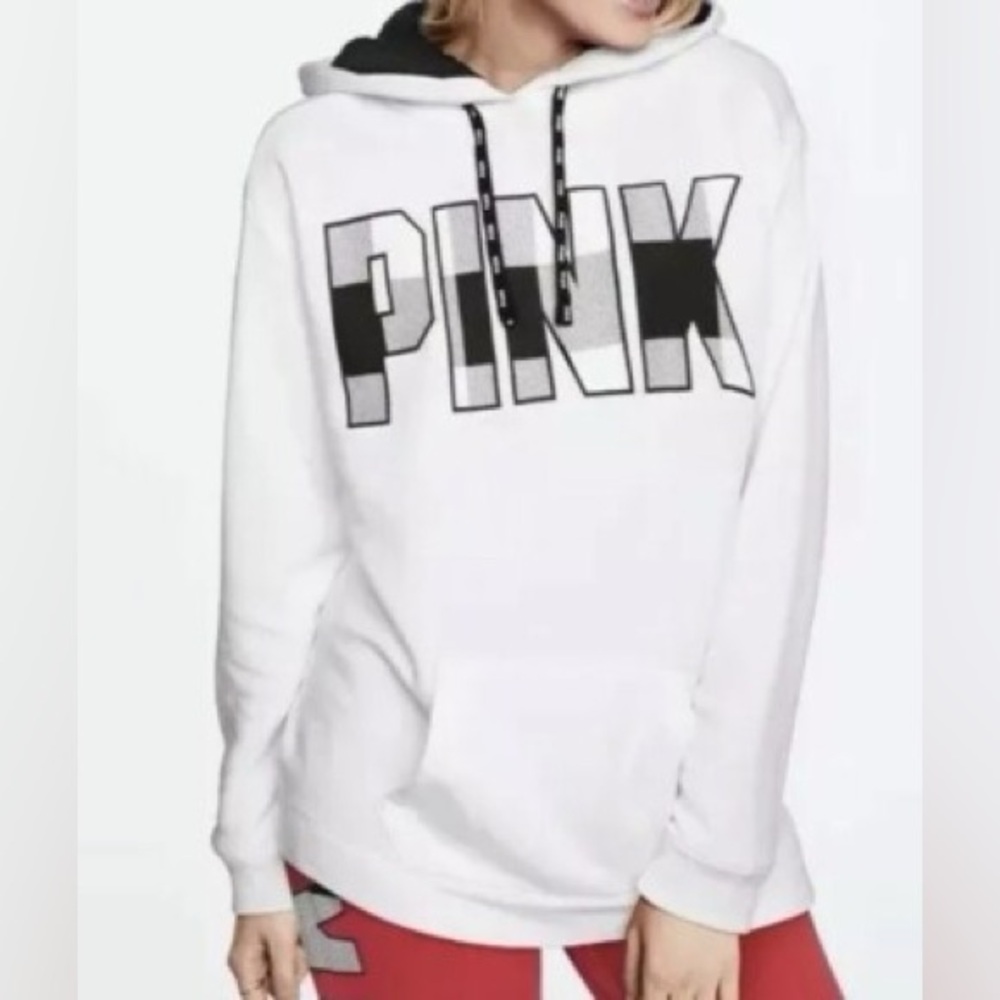 Victoria's Secret pink white shepra hood hoodie